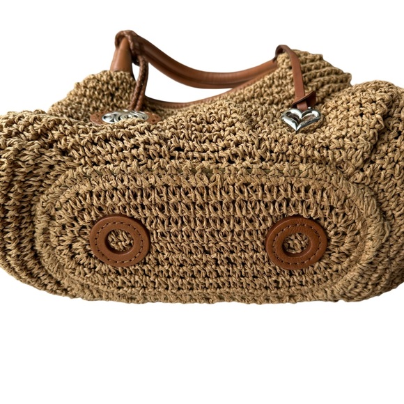 Brighton London Groove Raffia Handbag Tan Bag Leather Trim - Picture 3 of 11